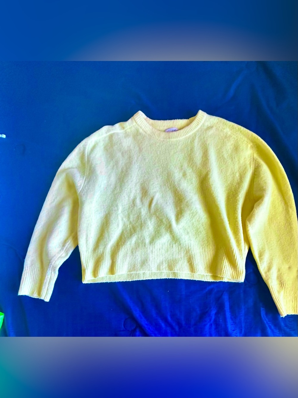 Universal Thread Cropped Crewneck Sweater in Light Yellow